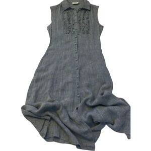 Infinitif Womens Gray Sleeveless Collared Sheath Dress‎ Size 9 40 - Linen